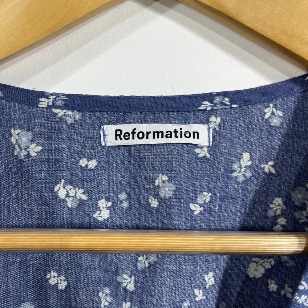 Reformation Cottagecore Feminine Floral Button Front Puff Sleeve Blouse Size 4